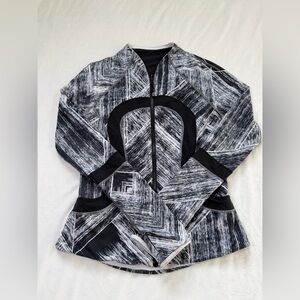 Lululemon Athletica Black and White Textured Bomber Jacket